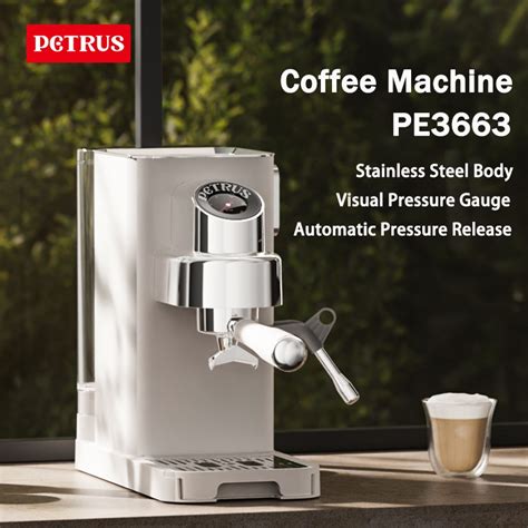 Petrus Coffee Machine Espresso Coffee Maker Stainless Steel Body Gift