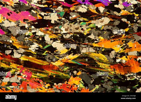 Schist Thin Section Showing Foliation Schist Is A Metamorphic Rock