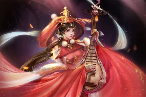 Wallpaper Fantasy Art Artwork Fantasy Girl Musical Instrument