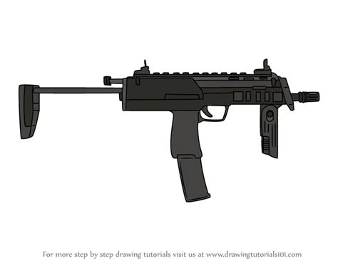 Step by Step How to Draw MP7 SMG from Rainbow Six Siege ...