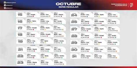 Lidom Calendario De Juegos De La Temporada S Ptima Entrada