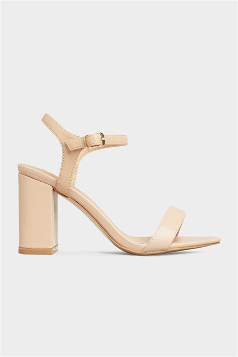 Limited Collection Nude Block Heeled Sandals In Extra Wide Fit Long