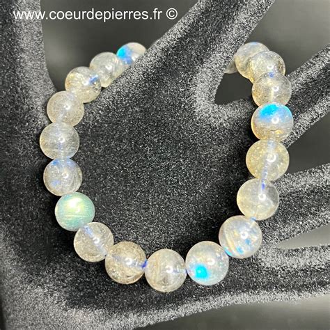 Bracelet en labradorite qualité suprême perles 10mm Cœur de Pierres