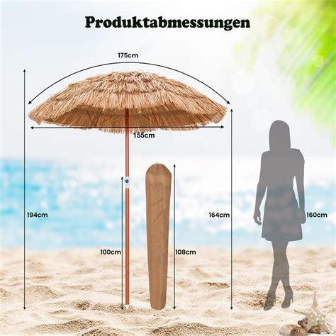 Parasol Hawaii Strandscherm Rietje Kantelbaar Tuinparasol In Hoogte