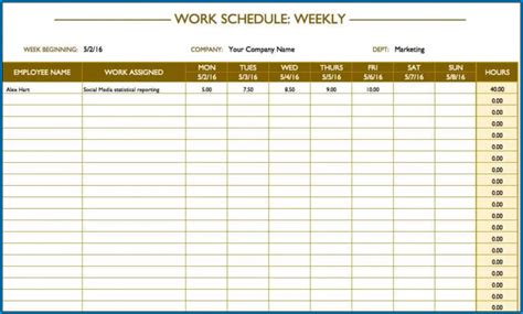 √ Free Printable Excel Employee Schedule Template