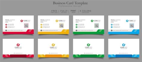 Premium Psd Business Card Template 4 Color Variations