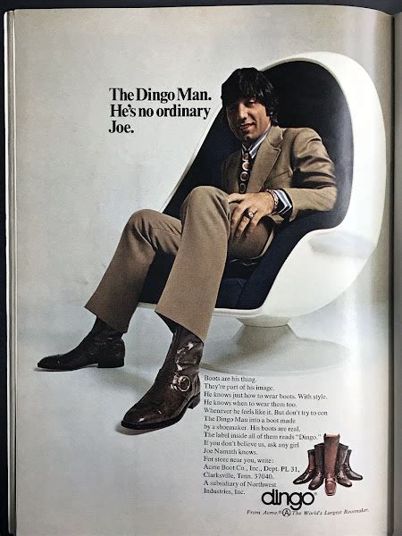 Pop Culture Safari Vintage Ad Joe Namath For Dingo Boots 1971