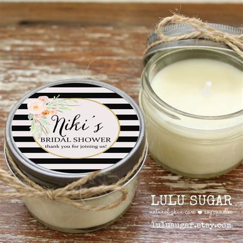 Set Of 12 4 Oz Soy Candle Bridal Shower Favors Niki Label Design