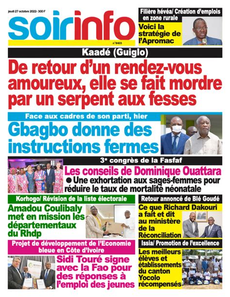 Titrologie 27 Octobre 2022 Revue De La Presse Ivoirienne 2023 Et