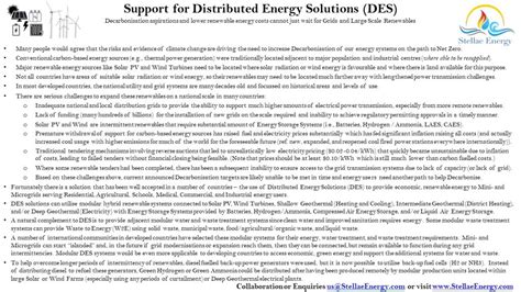 Support for Distributed Energy Solutions (DES) – Stellae Energy