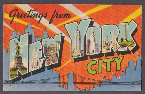 Greetings From New York City Large Letter Postcard 1946 16196