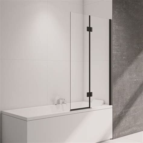 Nexa By Merlyn 8mm 2 Panel Square Hinged Right Hand Black Bath Screen