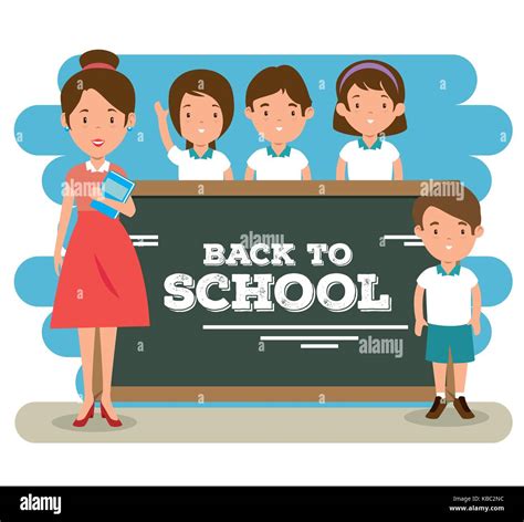 Back To School Teacher Teaching To Her Students Stock Vector Image