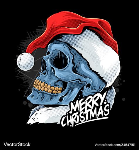 Christmas Skull Wearing Santa Claus Hat Royalty Free Vector