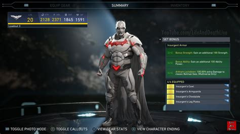 Batmans Insurgent Armor Epic Gear Set Injustice 2 Batman