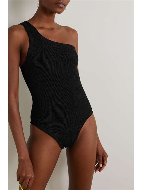 Hunza G Net Sustain Nancy One Shoulder Seersucker Swimsuit Net A Porter