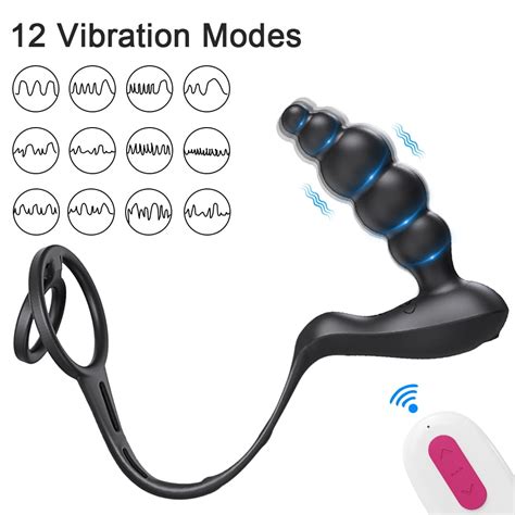 XBONP Vibrating Anal Bead Butt Plug With Penis Ring For Penis