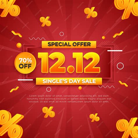 1212 single's day sale banner or background template | Premium Vector