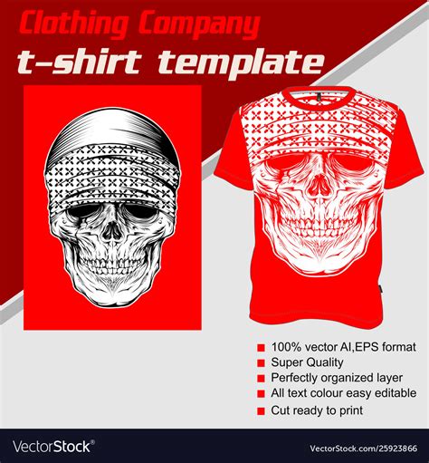 T Shirt Template Fully Editable With Skull Bandana