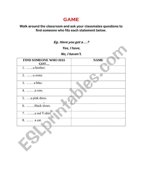 game esl worksheet  crina