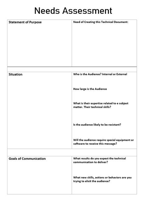 Needs Assessment Form Free Word And Excel Templates