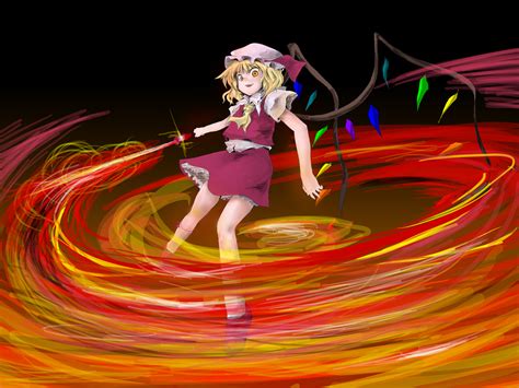 Blonde Hair Flandre Scarlet Hat Sword Touhou Vampire Weapon Yellow Eyes Konachan