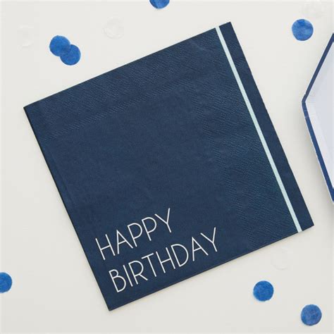 16 Tovaglioli Ecologici Happy Birthday Blu Partyshop It