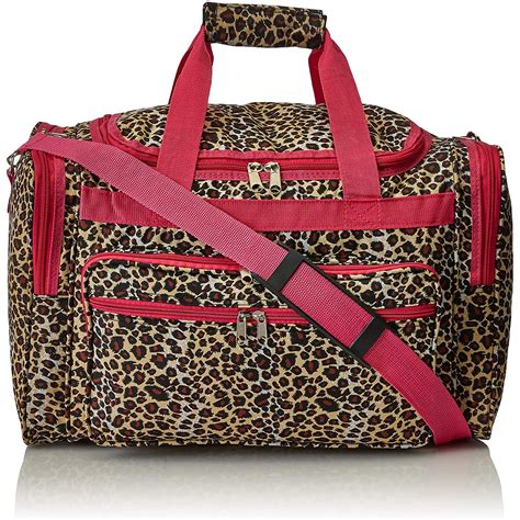 Calbags Animal Prints 19 Inch Duffel Bag Pink Trim Leopard