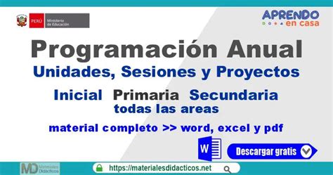 Programaci N Anual Unidades Sesiones Y Proyectos Por Separado Para