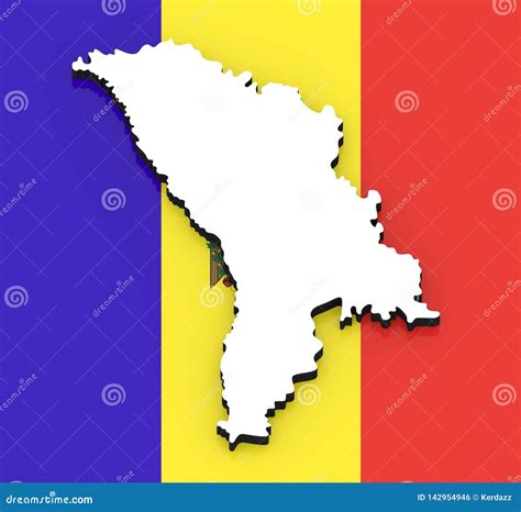 D Map Of Moldova On The National Flag Stock Illustration