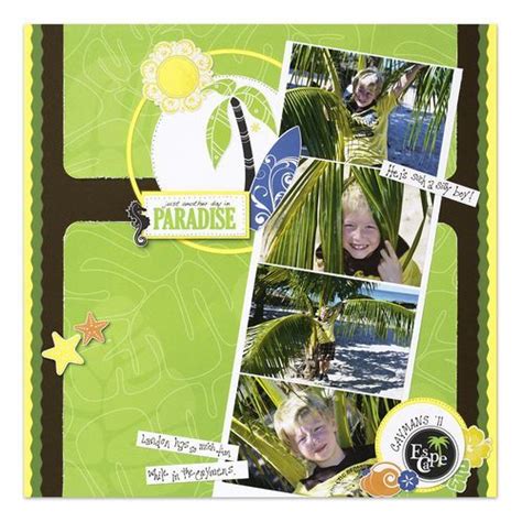 Cheerful Tropical Paradise Scrapbook Inspiration Beach Scrapbook Layouts Scrapbook Book