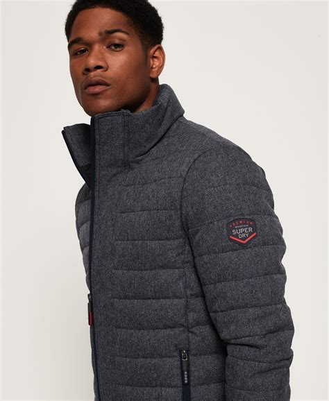 Mens Tweed Double Zip Fuji Jacket In Navy Tweed Superdry