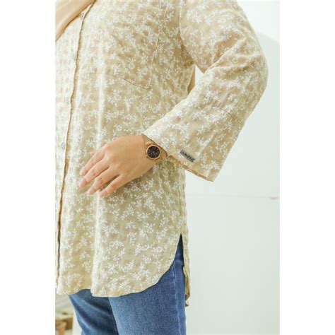 Blouse Nyna Leaf Nude Brown Nawlaa