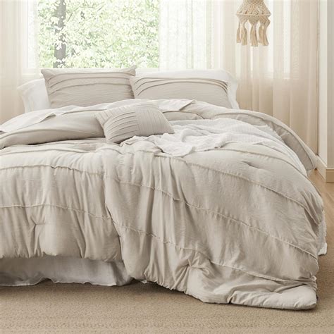 Cozy Comfort Beige King Size Comforter Set 4 Pieces Pinch Pleat Bed Set Down Alternative