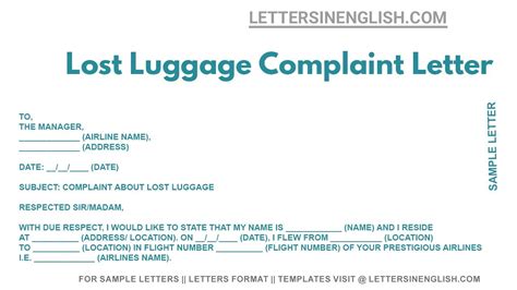 Lost Luggage Complaint Letter Sample Letter To Airline Regarding Lost