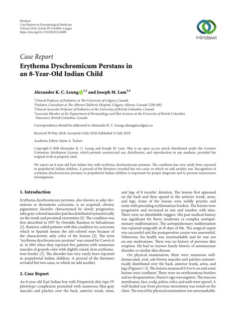 Pdf Erythema Dyschromicum Perstans In An 8 Year Old Indian Child