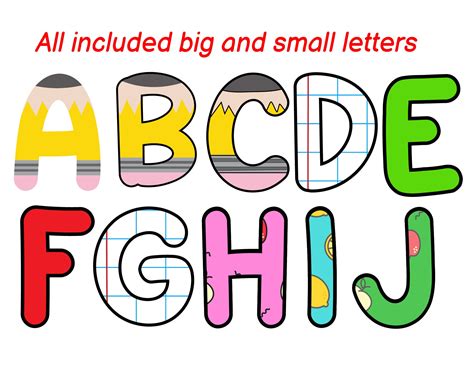 School Letters & Numbers PNG, Back to School PNG Letters, School Letters, 10 Styles of Letters ...