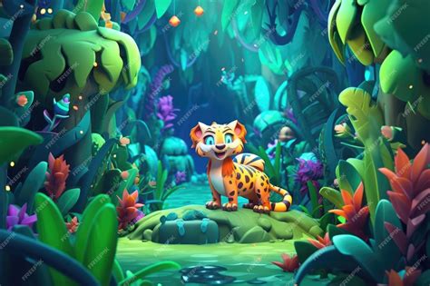 Premium AI Image | Jungle Colorful Cartoon Illustration of a Forest