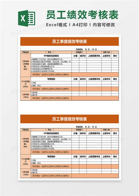 员工季度绩效考核表EXCEL模板下载 绩效 图客巴巴