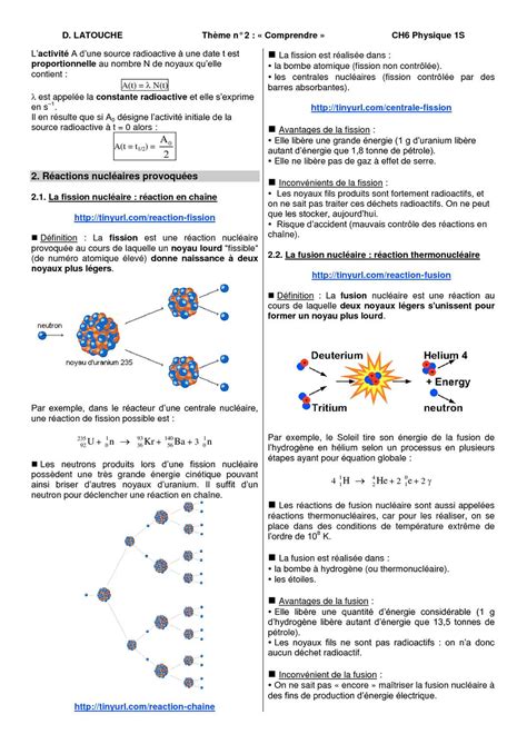 Chapitre 6 La radioactivité et les réactions nucléaires CALAMEO