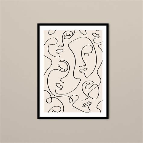 Single Line Face Art Print Minimalist Woman Line Drawing Simple Line