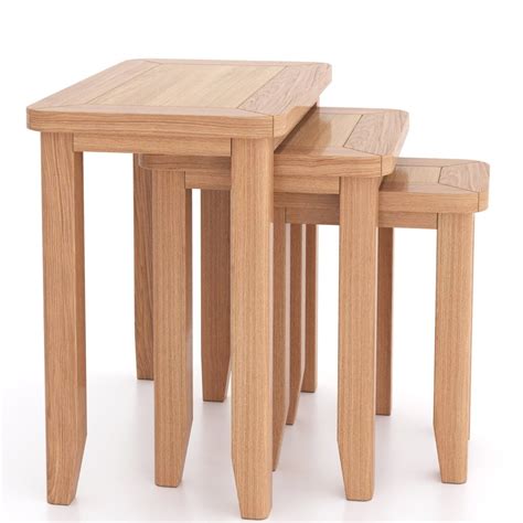 Aria Oak Nest Of Three Coffee Tables Made With Oak