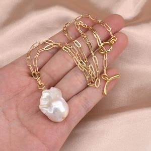 Large Baroque Pearl Necklace Fireball Pearl Choker Natural Real Big