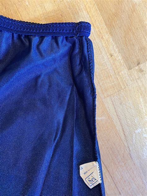 Vintage Blue Mini Skirt Slip Small 70s Lace Trim Lingerie Etsy