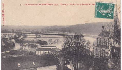 21 Côte d Or Les Inondations de MONTBARD 1910 Vue de la Prairie le