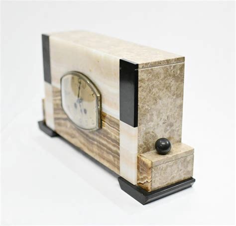 French Art Deco Clock Marble Mantle Timepiece For Sale At Stdibs