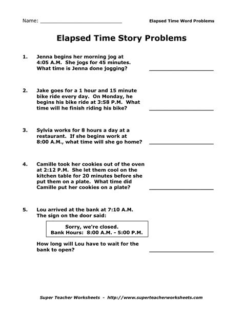 3rd Grade Elapsed Time Worksheets