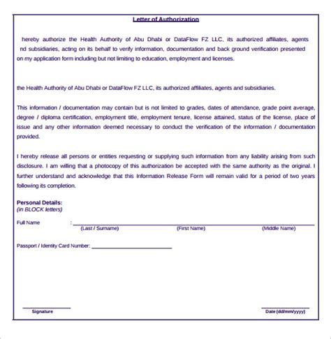 letter  authorization forms samples examples format sample