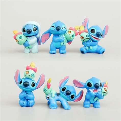 6 Pcsset Disney Anime Lilo And Stitch Figures Collectible Toys Charms