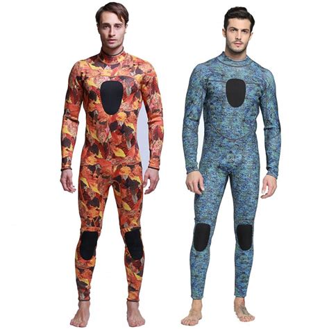 Mens 3mm Scr Neoprene Camouflage Warm Wetsuit Back Zip Diving Suit